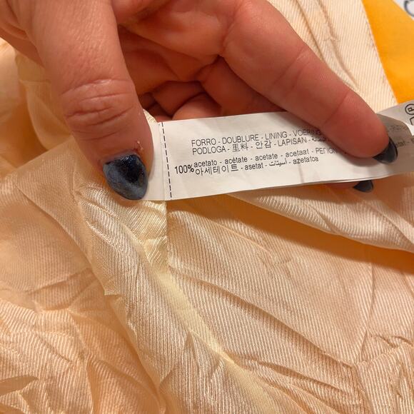 Zara Basic Yellow Oversized Open Front Career Wear Pearl Details Blazer Size S - Picture 5 of 9